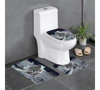 RTCVXZDSA Astronauts At Work 3 Piece Bathroom Rugs Set â€“ Soft Plush Bath Mat Set With U-Shaped Toilet Floor Rug, Non-Slip Waterproof Bath Rug Combo For Home, Kids Room, Guest Bath