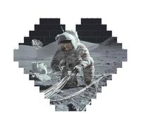 RTCVXZDSA Astronauts At Work Block Puzzle - Heart-Shaped 3d Customizable Photo Puzzle, Abs Blocks - Fun Diy Educational Toy For Kids And Adults
