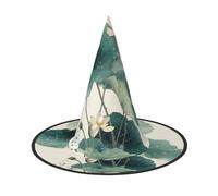 RTCVXZDSA Beautiful Lotus Leaves Halloween Hat â€“ Full Print Design, Comfortable Oxford Cloth, Foldable And Lightweight For Parties And Role Play