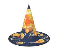 RTCVXZDSA Cartoon Planet Halloween Hat â€“ Full Print Design, Comfortable Oxford Cloth, Foldable And Lightweight For Parties And Role Play