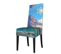 RTCVXZDSA Landscape Images Dining Chair Protector â€“ Stretchable All-Over Print Design, Fits Most Armless Chairs (Back Height 18-22")