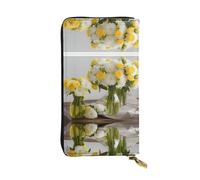 RTCVXZDSA Orchids Leather Wallet - Fully Printed Design, Durable Faux Leather, Metal Zipper, Multiple Card Slots and Cash Pocket, Perfect for Elegant Men Or Women, A Stylish and Personalized Gift