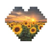 RTCVXZDSA Sunflower Block Puzzle - Heart-Shaped 3d Customizable Photo Puzzle, Abs Blocks - Fun Diy Educational Toy For Kids And Adults