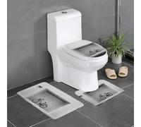 RTCVXZDSA The Bicycle Next To The House 3 Piece Bathroom Rugs Set â€“ Soft Plush Bath Mat Set With U-Shaped Toilet Floor Rug, Non-Slip Waterproof Bath Rug Combo For Home, Kids Room, Guest Bath