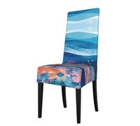 RTCVXZDSA The Underwater World Dining Chair Protector â€“ Stretchable All-Over Print Design, Fits Most Armless Chairs (Back Height 18-22")