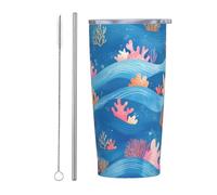 RTCVXZDSA The Underwater World Stainless Steel Straw Mug â€“ Durable Car Travel Mug, Fully Printed, Reusable, Eco-Friendly, Suitable for Coffee and Tea Drinks, Office, Car, and Outdoor Use