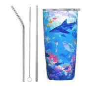 RTCVXZDSA The Underwater World Stainless Steel Straw Mug - Durable Car Travel Mug, Fully Printed, Reusable, Eco-Friendly, Suitable for Coffee and Tea Drinks, Office, Car, and Outdoor Use