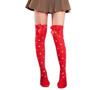 rtdgcv 1 Pair of Cupid Costume, Women's Stockings, Sexy, Knee-High Tights with Bow, Hearts Knee-High Hearts Costumes, Red Bow Accessories, Heart Socks, Women's Costume, for Carnival, White,