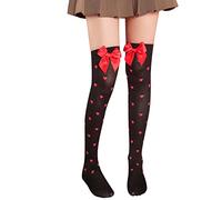 rtdgcv 1 Pair of Cupid Costume, Women's Stockings, Sexy, Knee-High Tights with Bow, Hearts Knee-High Hearts Costumes, Red Bow Accessories, Heart Socks, Women's Costume, for Carnival, White,