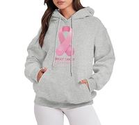 rtdgcv Hoodie Women's Pink Against Breast Cancer Fight for A Matters Pullover Hoodie Oversized Sweatshirts Long Sleeve Shirts Pullover Winter Clothing with Pocket Sweatshirt Jacket, gray, L