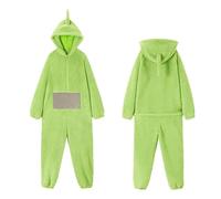 rtdgcv Teletubbies Costume, Adult Pyjamas, Women's Long One-Piece Onesie, Women's Unisex Animal One-Piece Costume, Cosplay, Homewear Fleece Onesie with Hood, Sleepwear, Party, Green, XL