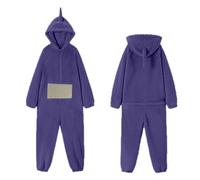 rtdgcv Teletubbies Costume, Adult Pyjamas, Women's Long One-Piece Onesie, Women's Unisex Animal One-Piece Costume, Cosplay, Homewear Fleece Onesie with Hood, Sleepwear, Party, Purple, L
