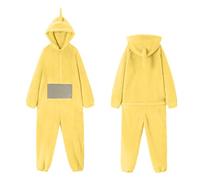 rtdgcv Teletubbies Costume, Adult Pyjamas, Women's Long One-Piece Onesie, Women's Unisex Animal One-Piece Costume, Cosplay, Homewear Fleece Onesie with Hood, Sleepwear, Party, yellow, M