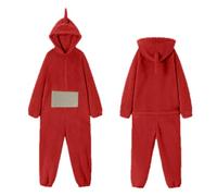 rtdgcv Teletubbies Costume, Adult Pyjamas, Women's Long One-Piece Onesie, Women's Unisex Animal One-Piece Costume, Cosplay, Homewear Fleece Onesie with Hood, Sleepwear, Party, red, XL