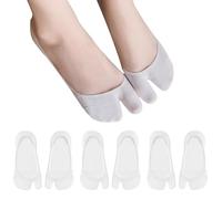 RTDHO 3 Pairs Women Tabi No Show Socks Cotton Toe Socks for Flip Flop Japanese Split Toe Low Cut Sock Ladies Elastic Non Slip Short Sock for Sandal Geta Sneakers Low-Tops Shoes High-Heeled Shoes