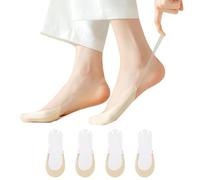 RTDHO 4 Pairs No Show Socks Women Nude Ultra Low Cut Nylon Liner Pop Socks