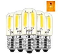 RTDHO T22 E12 LED Light Bulbs 1W Warm White 2700K, SES Small Screw Night Light Bulb Mini Tubular E12 LED Filament Bulbs 15W Equivalent Energy Saving Bulb for Fridge Salt Lamp Cooker Hood 5 Pack