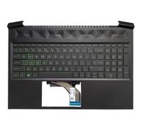 RTDPART Laptop Black PalmRest&Keyboard For HP Pavilion Gaming 16-A0066TX 16-A0067TX 16-A0068TX 16-A0069TX 16-A0070TX 16-A0084TX 16-A0086TX Green Words with backlit United States US
