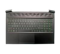 RTDPART Laptop Black PalmRest&Keyboard For HP Pavilion Gaming 16-A0066TX 16-A0067TX 16-A0068TX 16-A0069TX 16-A0070TX 16-A0084TX 16-A0086TX Green Words with backlit&Touchpad United States US