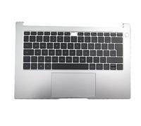 RTDPART Laptop PalmRest&keyboard For HUAWEI MateBook D14 NbB-WAE9P Silver Top Case With Backlit United Kingdom UK Black keyboard