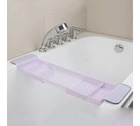 Rtengtunn Bathtub Shelf, Tub Caddy Shower Expandable Holder Rack Storage Tray Over Bath Multifunctional Organizer For Bathroom Shower - Pink