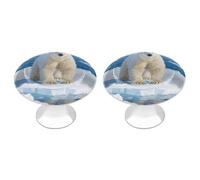 RTFGHJS 2 Pack Arctic Polar Bear Cabinet Knobs Round Drawer Pulls Stainless Steel Dresser Knob Cupboard Metal Door Handles Hardware for Drawers Kitchen Bathroom Cabinets