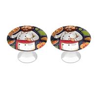RTFGHJS 2-Pack Chef Pizza Cabinet Knobs, Stainless Steel Round Kitchen Handles for Drawers, Dresser, Cupboard, Desk Durable Metal Hardware, Easy Installation