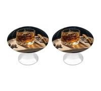 RTFGHJS 2 Pack Cigar & Whiskey Cabinet Knobs Round Drawer Pulls Stainless Steel Dresser Knob Cupboard Metal Door Handles Hardware for Drawers Kitchen Bathroom Cabinets