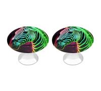 RTFGHJS 2 Pack Glowing Zebra Cabinet Knobs Round Drawer Pulls Stainless Steel Dresser Knob Cupboard Metal Door Handles Hardware for Drawers Kitchen Bathroom Cabinets