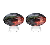 RTFGHJS 2 Pack Lizard by Magma Lake Cabinet Knobs Round Drawer Pulls Stainless Steel Dresser Knob Cupboard Metal Door Handles Hardware for Drawers Kitchen Bathroom Cabinets
