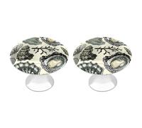 RTFGHJS 2 Pack Oysters and Shells Cabinet Knobs Round Drawer Pulls Stainless Steel Dresser Knob Cupboard Metal Door Handles Hardware for Drawers Kitchen Bathroom Cabinets
