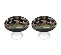 RTFGHJS 2 Pack Playing Poker Dogs Cabinet Knobs Round Drawer Pulls Stainless Steel Dresser Knob Cupboard Metal Door Handles Hardware for Drawers Kitchen Bathroom Cabinets