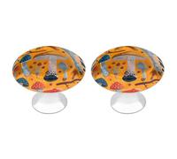 RTFGHJS 2 Pack Various Mushrooms Cabinet Knobs Round Drawer Pulls Stainless Steel Dresser Knob Cupboard Metal Door Handles Hardware for Drawers Kitchen Bathroom Cabinets