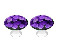 RTFGHJS 2 Pack Violet Flower Cabinet Knobs Round Drawer Pulls Stainless Steel Dresser Knob Cupboard Metal Door Handles Hardware for Drawers Kitchen Bathroom Cabinets