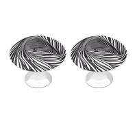 RTFGHJS 2 Pack Zebra Print Cabinet Knobs Round Drawer Pulls Stainless Steel Dresser Knob Cupboard Metal Door Handles Hardware for Drawers Kitchen Bathroom Cabinets