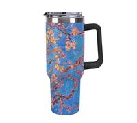 RTFGHJS 40 Oz Tumbler with Straw And Lid Small Peach Flowers Insulated Travel Coffee Mug Stainless Steel Water Bottle Vacuum Insulated Tumblers for Sport Work Car Travel Weekends