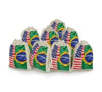RTFGHJS 8 Pieces Drawstring Bags American And Brazilian Flags Burlap Pouch Bag Linen Gift Pocket Jewelry Pouch for DIY Craft Party