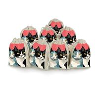 RTFGHJS 8 Pieces Drawstring Bags Black And White Cat Burlap Pouch Bag Linen Gift Pocket Jewelry Pouch for DIY Craft Party