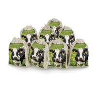 RTFGHJS 8 Pieces Drawstring Bags Cow Black Spot Burlap Pouch Bag Linen Gift Pocket Jewelry Pouch for DIY Craft Party