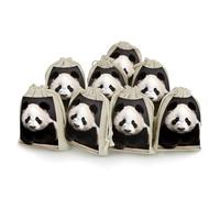 RTFGHJS 8 Pieces Drawstring Bags Cute Black And White Panda Burlap Pouch Bag Linen Gift Pocket Jewelry Pouch for DIY Craft Party