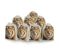 RTFGHJS 8 Pieces Drawstring Bags Lion Sticks Out Tongue Burlap Pouch Bag Linen Gift Pocket Jewelry Pouch for DIY Craft Party