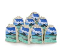 RTFGHJS 8 Pieces Drawstring Bags Tahiti Beach Burlap Pouch Bag Linen Gift Pocket Jewelry Pouch for DIY Craft Party