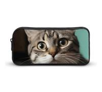 RTFGHJS A Curious Cat Pencil Case, Large Capacity Zipper Pencil Pouch Portable Office Stationery Makeup Bag, Desk Organizer for Stationery, Travel Toiletry, Makeup, Supplies