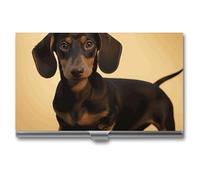 RTFGHJS A Cute Dachshund Business Card Holder, Metal Slim Name Card Case, Pocket Cards Holder for Women Or Men, Name Cards Booklet for Professionals, Executives