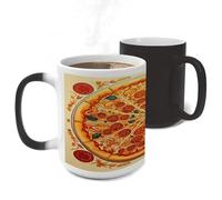 RTFGHJS A Full Pizza Color Changing Mugs Heat Sensitive Magic Mug 11 Oz Coffee Cup for Office, Ceramic Novelty Tea Mug with Handle for Home, Creative Gifts, Birthday, Anniversary