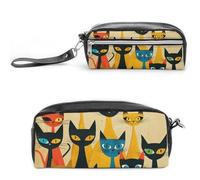 RTFGHJS A Group of Cats Pencil Case, Large Capacity Pencil Pouch, Leather Small Makeup Bag, Portable Zipper Stationery Bag for Stationery, Travel Toiletry, Makeup, Supplies