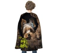 RTFGHJS A Little Yorkshire Terrier Halloween Cloak Christmas Cape Costume Accessory Cosplay Cloak for Parties Short Capes