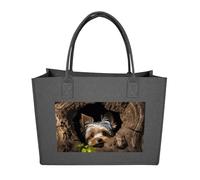 RTFGHJS A Little Yorkshire Terrier Tote Bags Reusable Shopping Bag Grocery Bag Felt Handbags Storage Bags Dark Gray