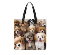 RTFGHJS A White Dove Flies By Work Tote Bag for Women Leather Shoulder Bag with Magnetic Buckle Purse And Handbags, Cute Dogs, 39x39cm