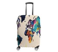 RTFGHJS Abstract World Map Luggage Cover Elastic Luggage Covers for Suitcase Travel Luggage Covers Anti-Scratch Washable Suitcase Sleeve Fits 19-32 Inch Luggage, white, Small